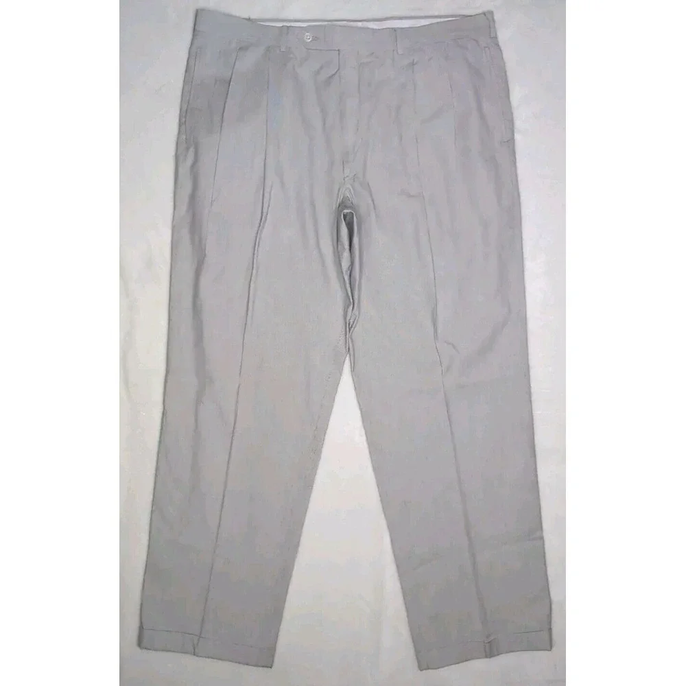 Vintage Corbin‎ Ltd. Men's Gray Pleated Pin Striped Pants Cuffed USA 40 x 31